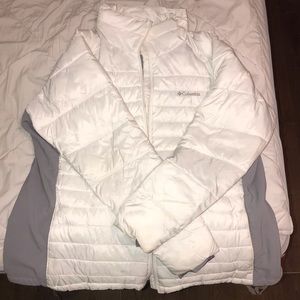 White and Gray Columbia Puffer Jacket